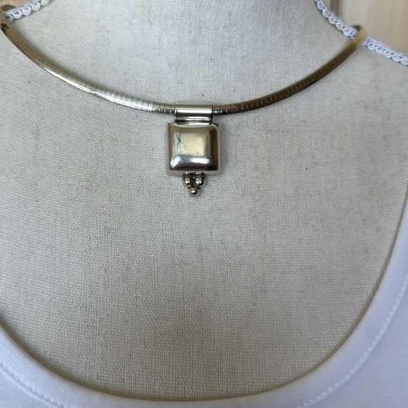 Sterling Silver Geometric Pendant Stamped 925 Mexico - Picture 3 of 8